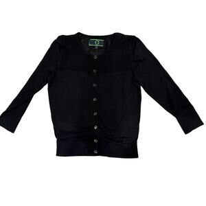 WONDER Black Button Front Mesh‎ Panel Cardigan Sweater Women's Size S